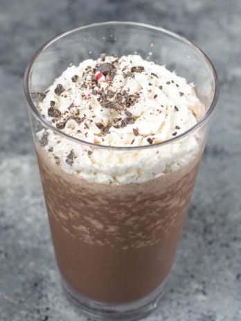 This low carb Peppermint Frappuccino is loaded with rich chocolate flavor, and a peppermint kick! Enjoy a coffeehouse favorite for under 4 net carbs!