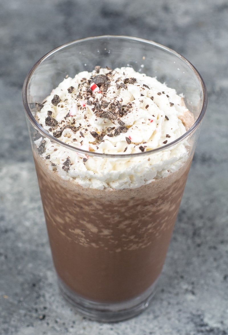 This low carb Peppermint Frappuccino is loaded with rich chocolate flavor, and a peppermint kick! Enjoy a coffeehouse favorite for under 4 net carbs!