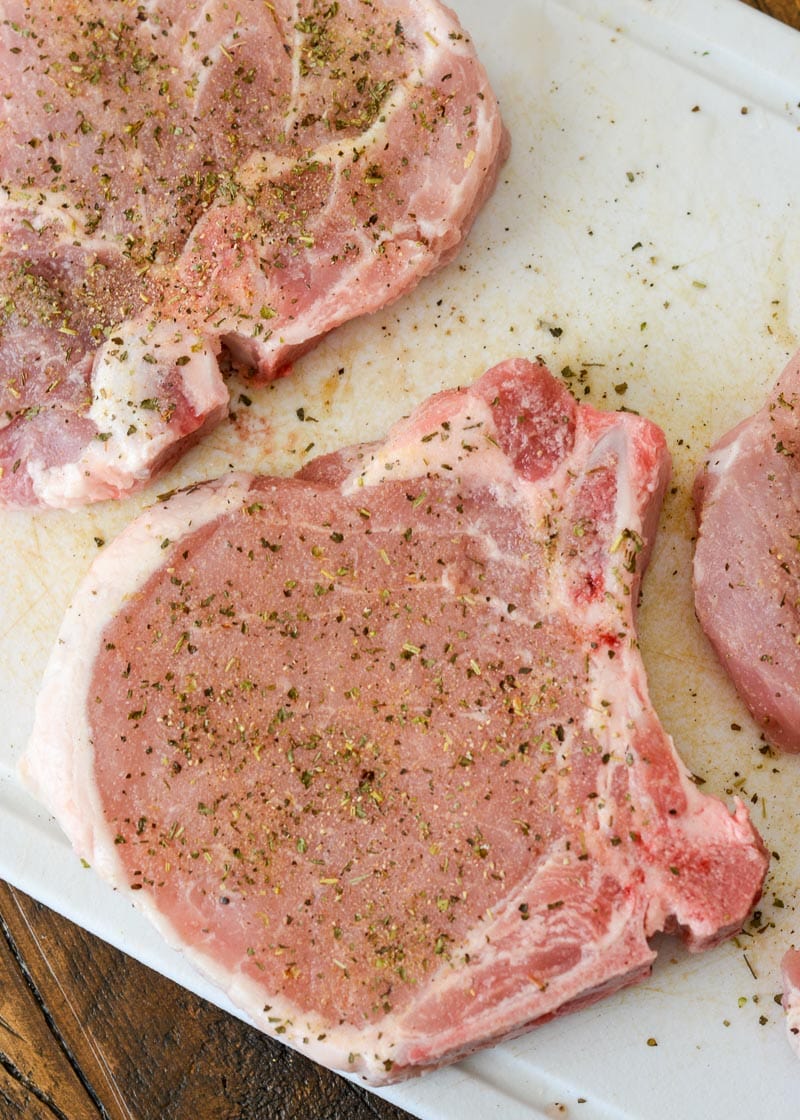 These One Pan Pork Chops with Cream Sauce are an easy, low carb recipe that is always a family favorite!