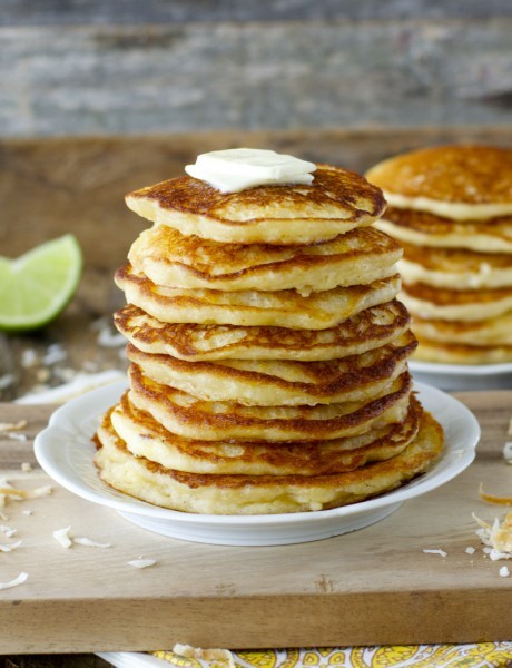 Pina Colada Pancakes! A fun tropical breakfast you will love! And totally gluten free!