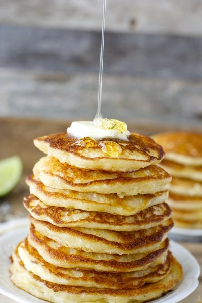 Pina Colada Pancakes! A fun tropical breakfast you will love! And totally gluten free!