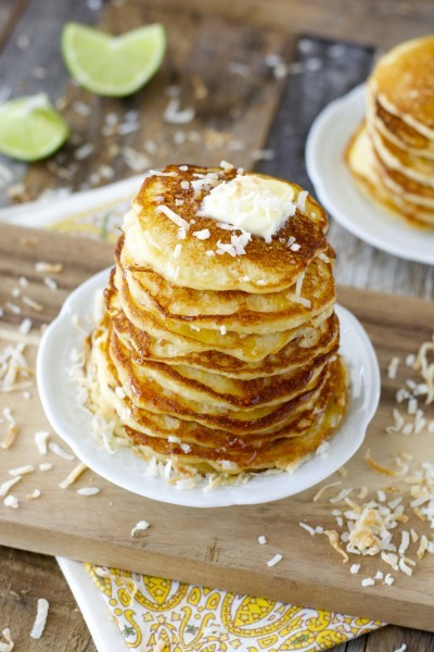 Pina Colada Pancakes! A fun tropical breakfast you will love! And totally gluten free!