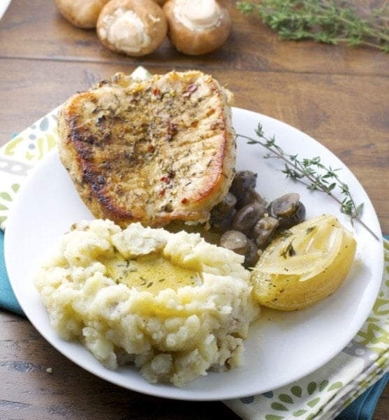 One Pan Pork Chops in a creamy white wine sauce