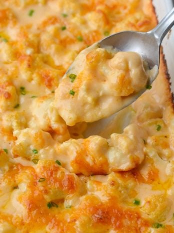 This ultra rich Cheesy Cauliflower Casserole is the perfect low carb, keto-friendly side dish!