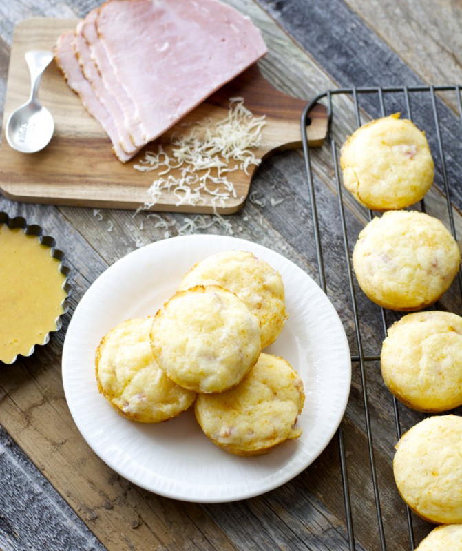 Ham & Swiss Puffs with Smokey Honey Mustard Maebells