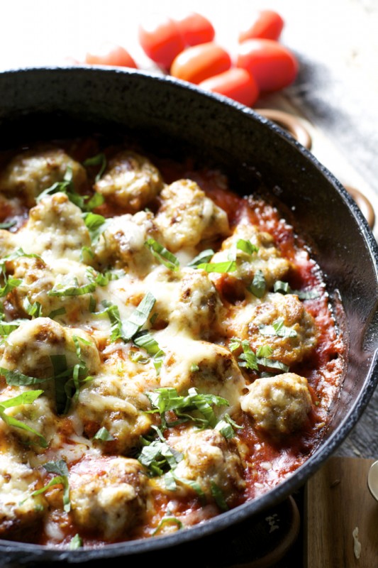 Caraway Havarti Smothered Meatballs and Marinara Maebells