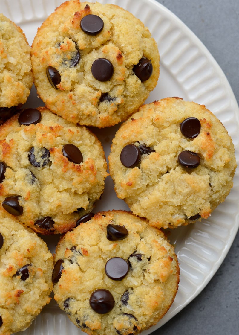 These are the Best Coconut Flour Muffins, they are soft, fluffy and perfectly buttery! These keto-friendly muffins are packed with chocolate chips and contain less than 5 net carbs each!