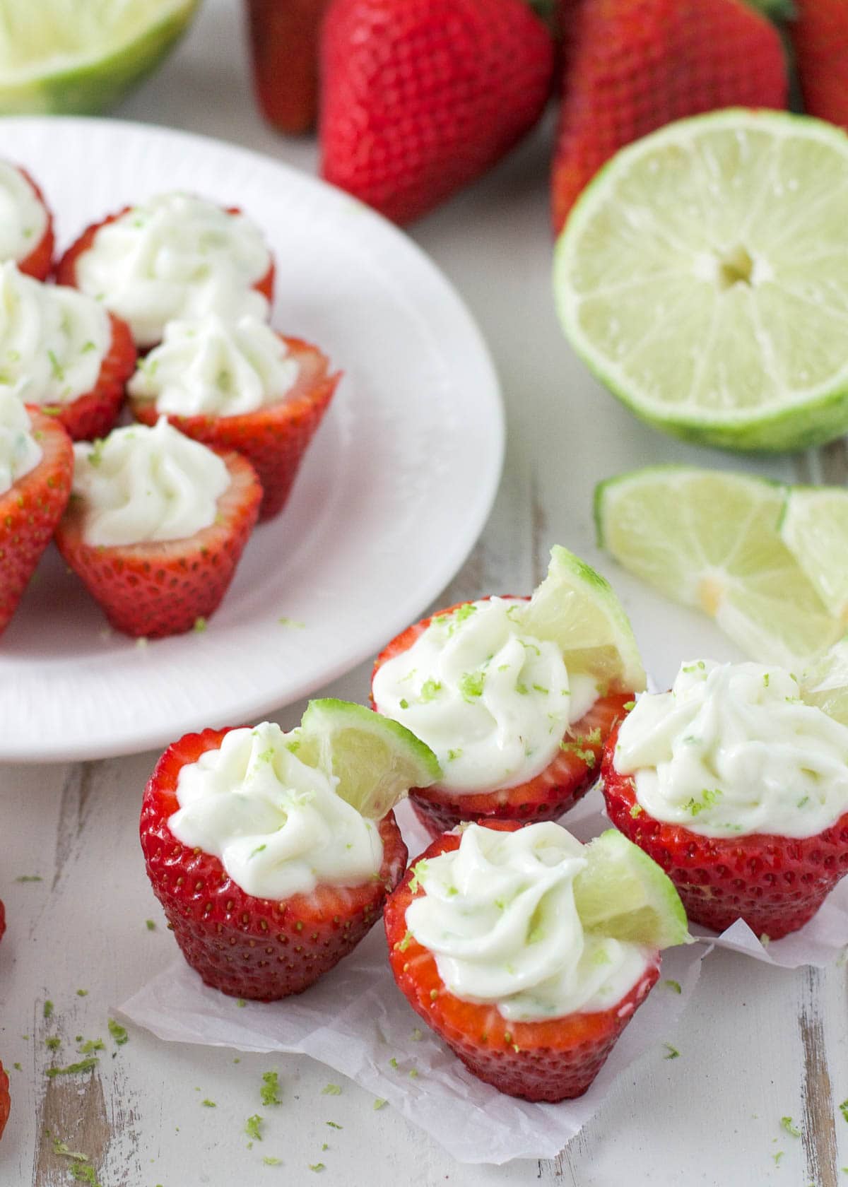 stuffed strawberries with lime cheesecake filling