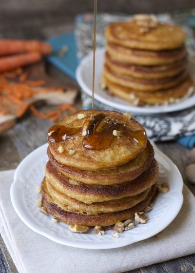 Who said pancakes are unhealthy?! Carrot Spice Pancakes, perfectly light and fluffy pancakes packed with carrots, ginger, and cinnamon!