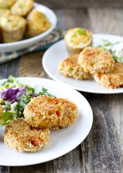 Baked Caesar Salmon Patties! Only 7 ingredients and totally gluten free! A super easy weeknight meal!