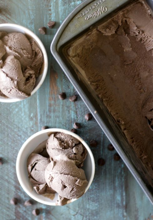 Dark Chocolate Peppermint Ice Cream No ice cream maker needed!! Just a blender and a freezer! Perfect for a simple dessert! 