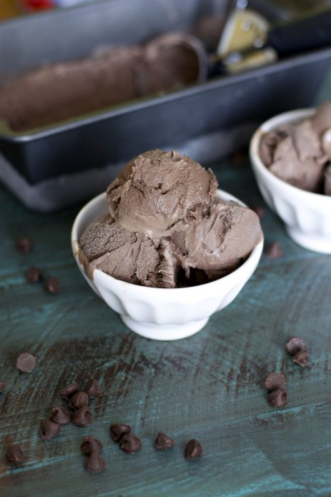 Dark Chocolate Peppermint Ice Cream No ice cream maker needed!! Just a blender and a freezer! Perfect for a simple dessert! 