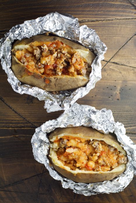 Pizza Stuffed Baked Potato! Everything you love about pizza stuffed in a perfect baked potato! 