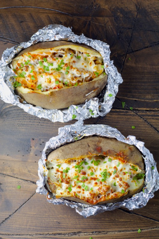 Pizza Stuffed Baked Potato! Everything you love about pizza stuffed in a perfect baked potato! 