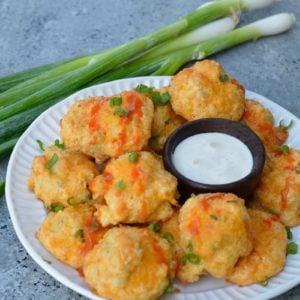 These Cheesy Buffalo Chicken Bites are the perfect low-carb snack with blue cheese dip!