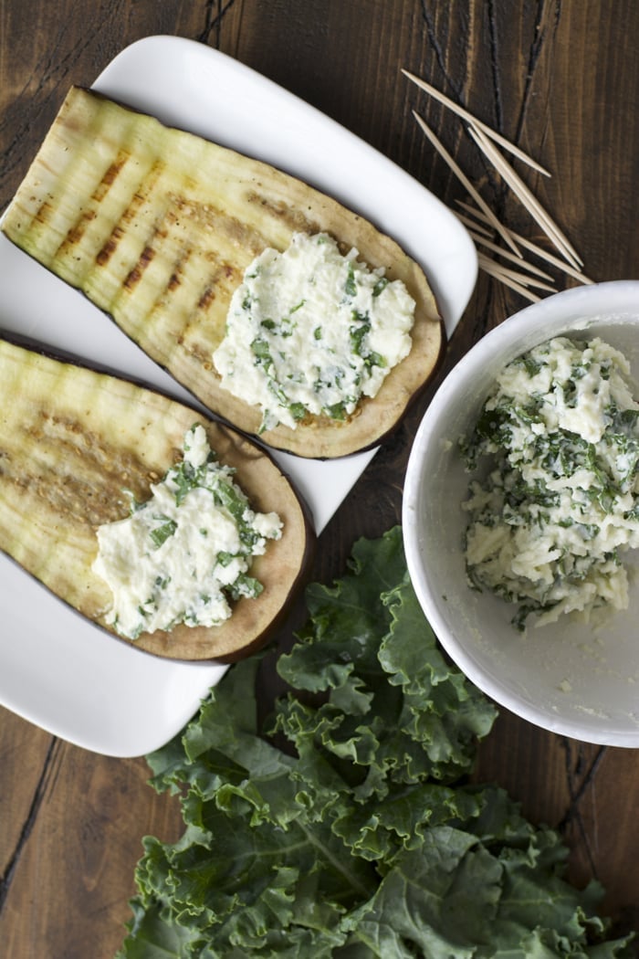 Roasted Garlic Ranch Eggplant Rolls with Kale #WhatsYourRanch #sponsored