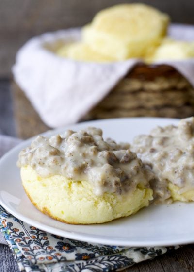 Perfect Southern Sausage Gravy and Biscuits! Totally gluten free!