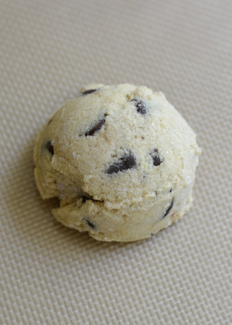 Try my favorite Bakery Style Keto Chocolate Chip Cookies that are perfectly crisp on the outside and gooey in the center! Each giant cookie contains about 4 net carbs! 