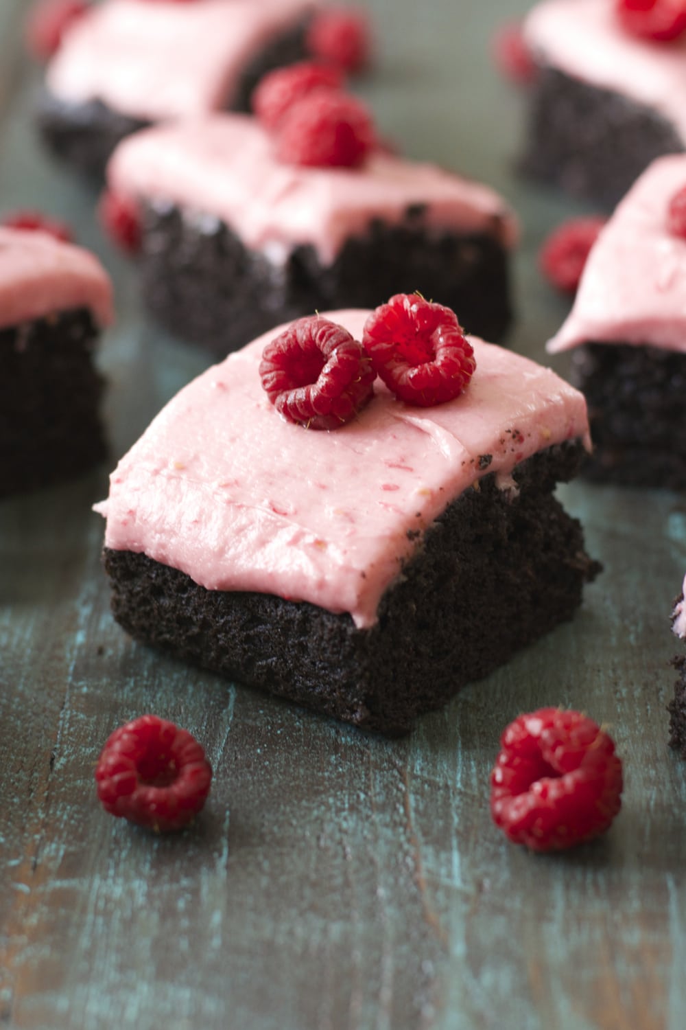 Dark Chocolate Brownies with Raspberry Frosting! Seriously  SO good! 