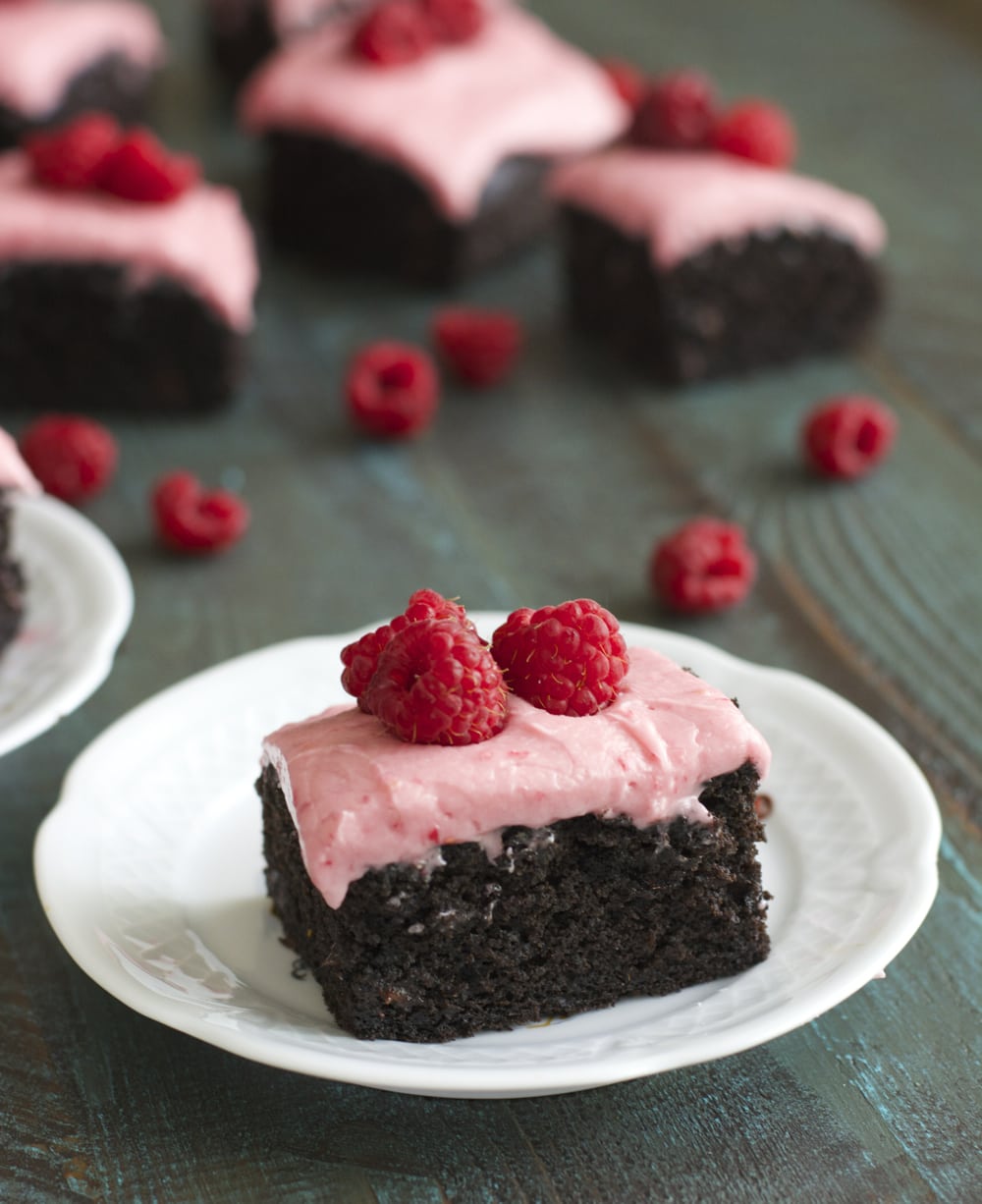 Dark Chocolate Brownies with Raspberry Frosting! Seriously  SO good! 