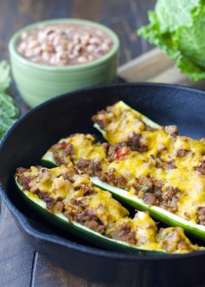 These Cabbage and Black eyed Pea Stuffed Zucchini Boats are Southern comfort food at it's finest!