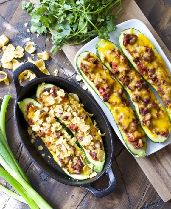 Chili Cheese Stuffed Zucchini Boats Maebells