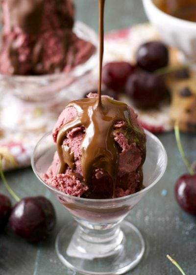 These crazy easy FOUR ingredient Chocolate Covered Cherry Sundays will be your new favorite dessert!