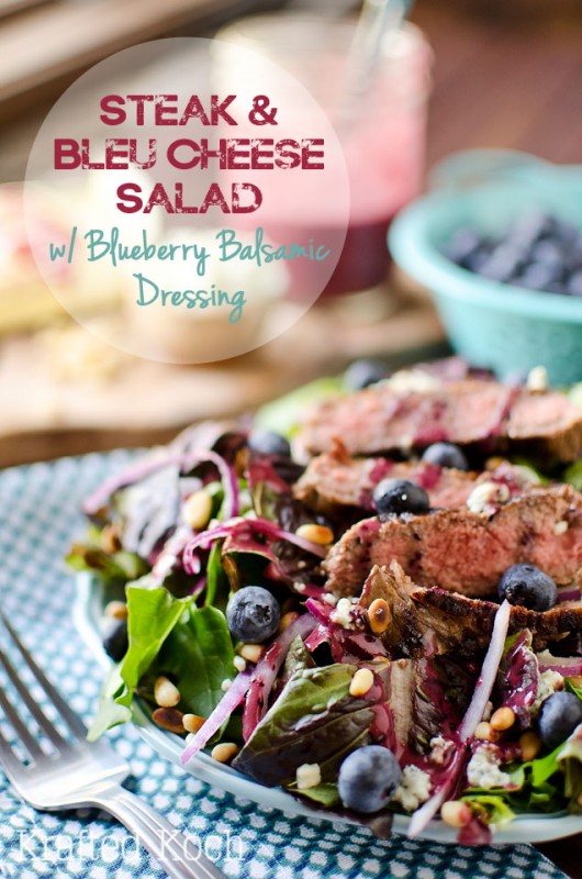 Steak Bleu Cheese Salad with Blueberry Balsamic Dressing 