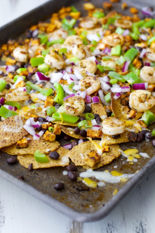 Try Jerk Shrimp and Spicy Sweet Potato Nachos for a fun dinner loaded with flavor!