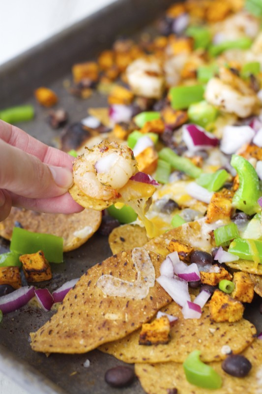 Try Jerk Shrimp and Spicy Sweet Potato Nachos for a fun dinner loaded with flavor!