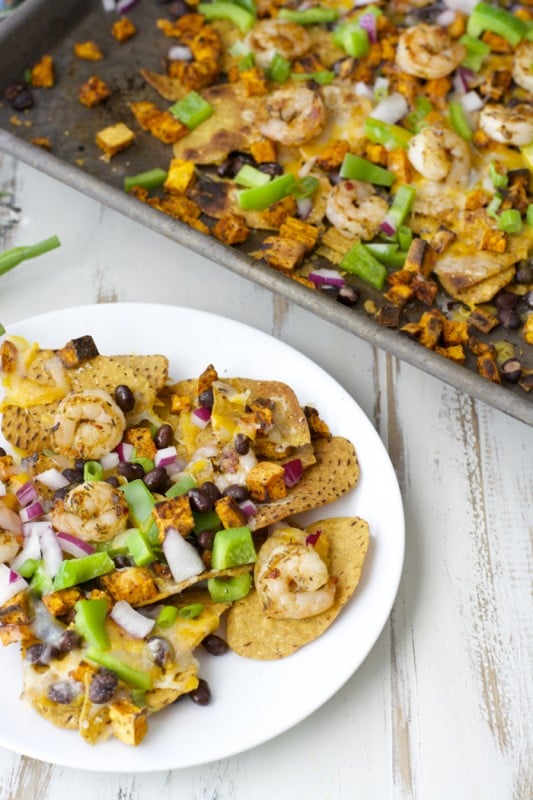 Try Jerk Shrimp and Spicy Sweet Potato Nachos for a fun dinner loaded with flavor!