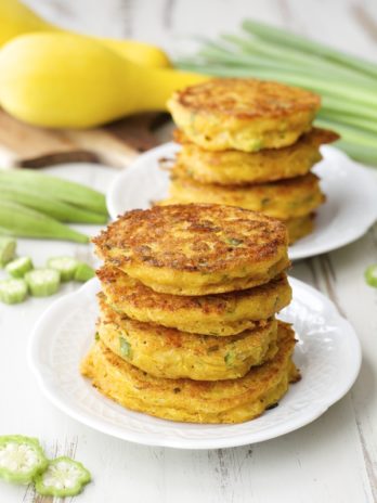 Yellow squash, sliced okra and fresh green onions make the perfect Summer dish! Try these Farmer's Market Fritters for a fun dinner!