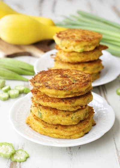 Yellow squash, sliced okra and fresh green onions make the perfect Summer dish! Try these Farmer's Market Fritters for a fun dinner!