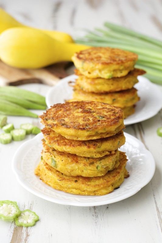 Yellow squash, sliced okra and fresh green onions make the perfect Summer dish! Try these Farmer's Market Fritters for a fun dinner!