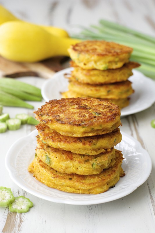 Yellow squash, sliced okra and fresh green onions make the perfect Summer dish! Try these Farmer's Market Fritters for a fun dinner!