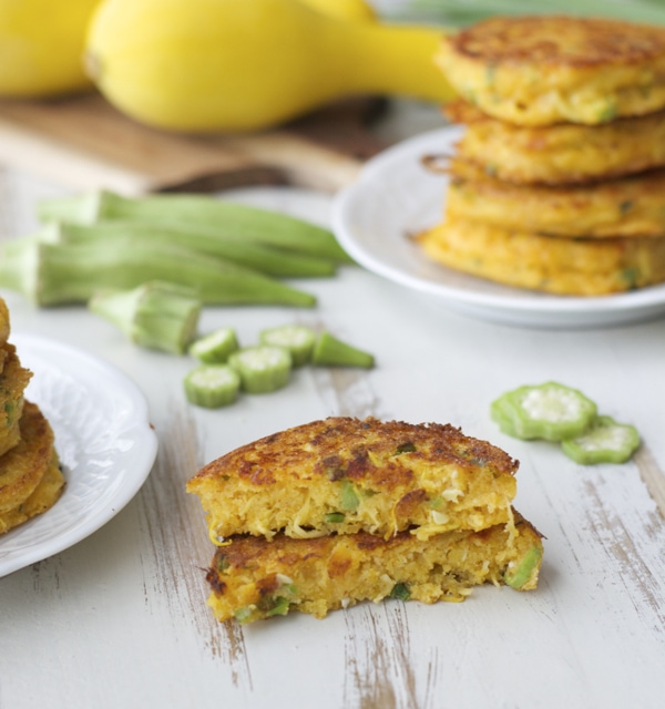 Yellow squash, sliced okra and fresh green onions make the perfect Summer dish! Try these Farmer's Market Fritters for a fun dinner!