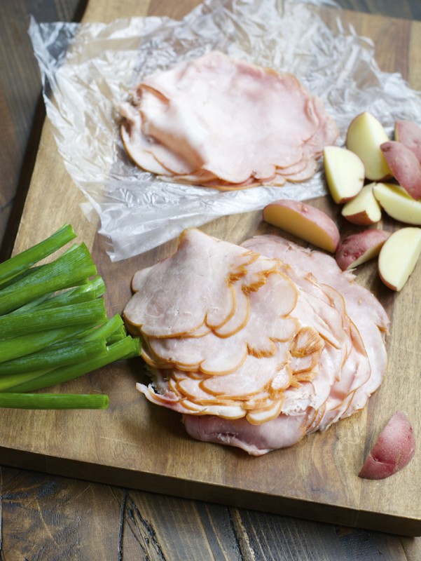 Ham Wrapped Roasted Potatoes with Smokey Honey Mustard Maebells