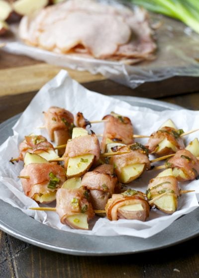 Ham Wrapped Roasted Potatoes with Smokey Honey Mustard Sauce