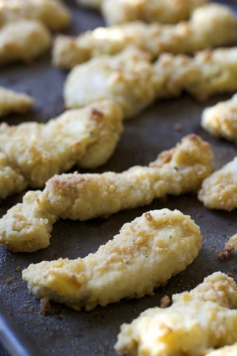 Crispy baked Buttermilk Ranch Chicken Tenders are the perfect dinner packed with flavor!