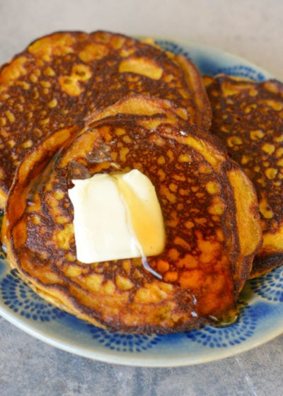 Ultra fluffy Keto Pumpkin Spice Pancakes are perfect for a decadent Fall breakfast! Each pancake contains only 2.5 net carbs!  