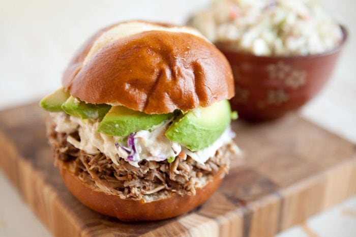 Pulled Pork Bleu Cheese Slaw Sliders