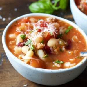 Slow Cooker Pasta Fagioli! A really simple, hearty meal that is perfect for your crock pot! And totally gluten free!