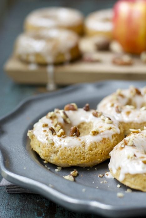 Apple Pie Donuts! Totally gluten free and packed with apples and cinnamon! The perfect Fall breakfast! 
