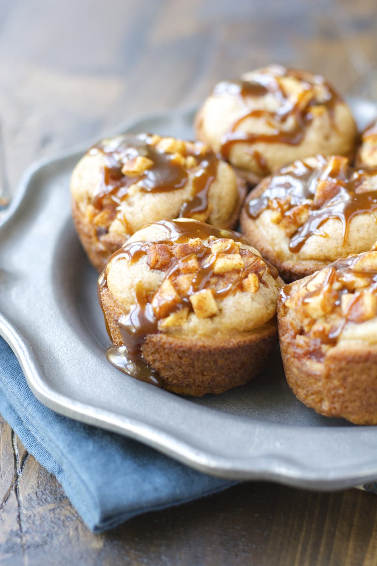 Caramel Smothered Apple Cinnamon Cupcakes! These sweet treats are gluten free and so easy to make!