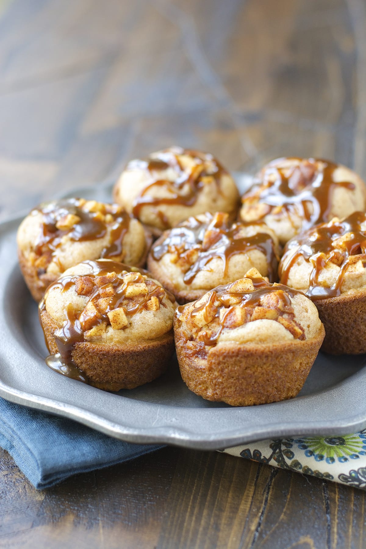 Caramel Smothered Apple Cinnamon Cupcakes! These sweet treats are gluten free and so easy to make! 