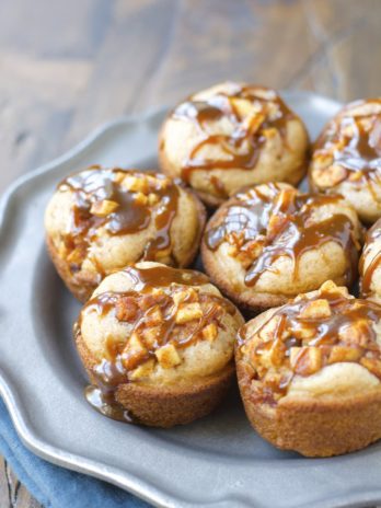Caramel Smothered Apple Cinnamon Cupcakes! These sweet treats are gluten free and so easy to make!