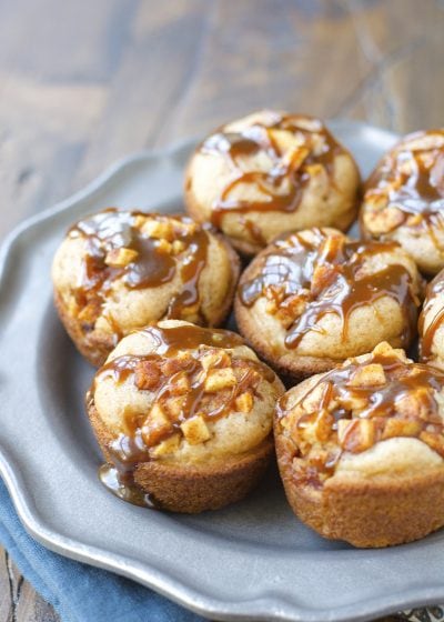 Caramel Smothered Apple Cinnamon Cupcakes! These sweet treats are gluten free and so easy to make!