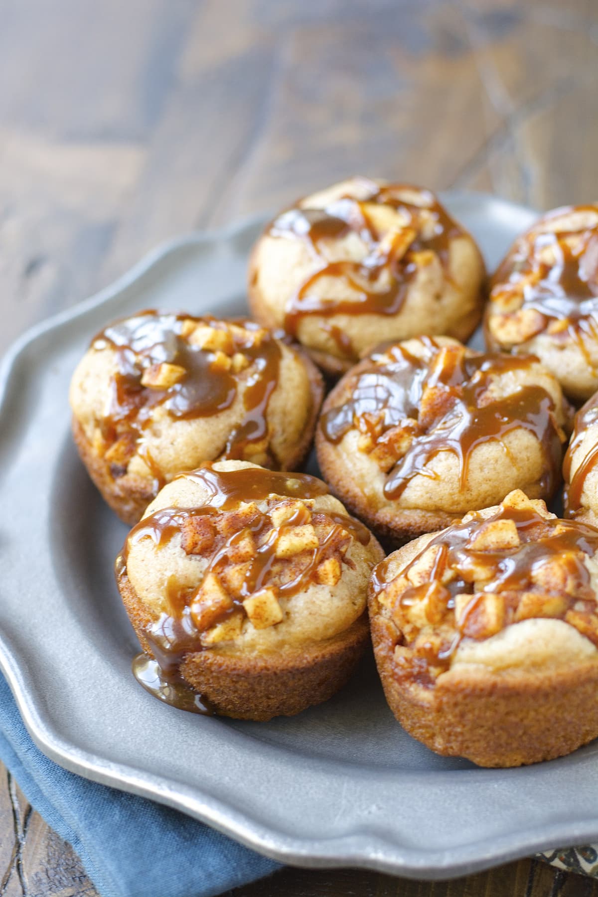 Caramel Smothered Apple Cinnamon Cupcakes! These sweet treats are gluten free and so easy to make! 