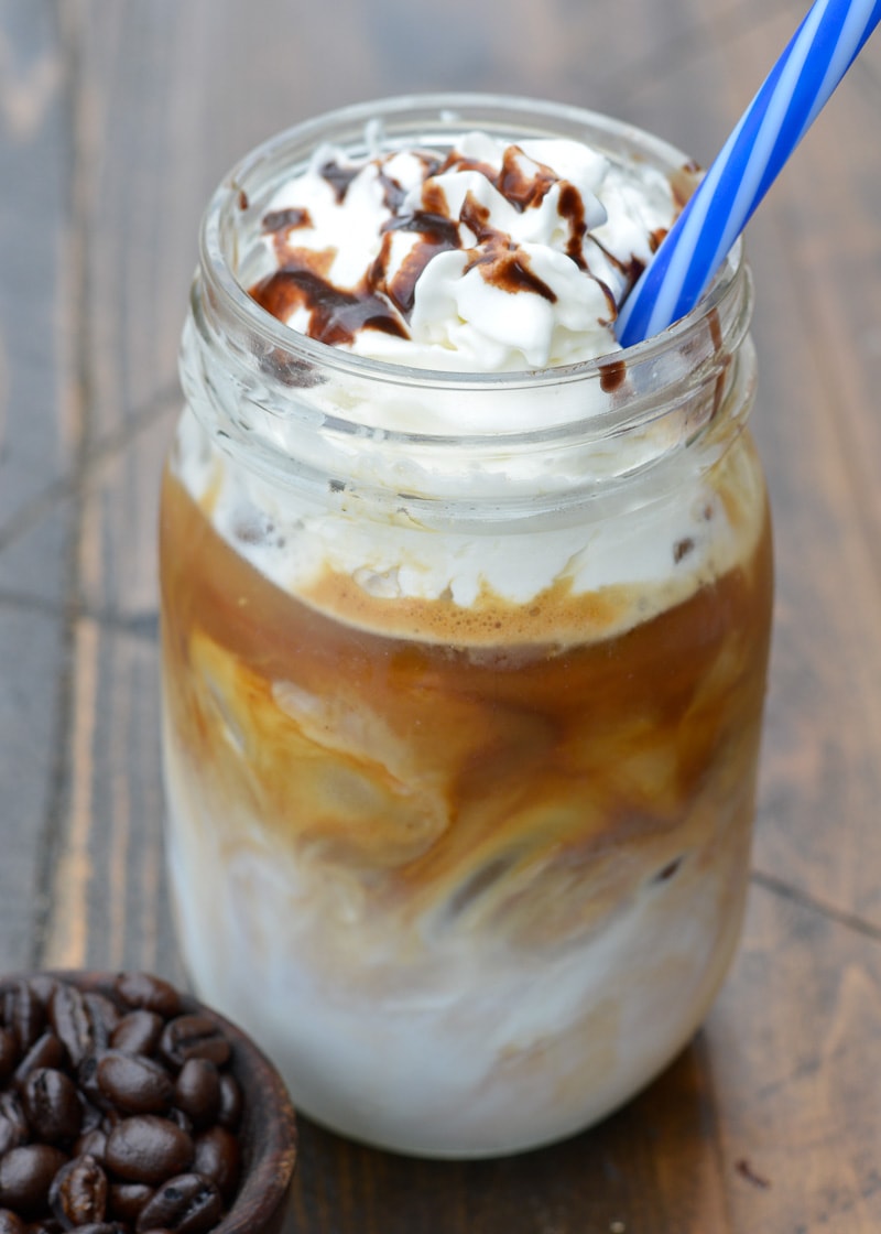 Try this Iced Peppermint Latte for a fun holiday treat! 