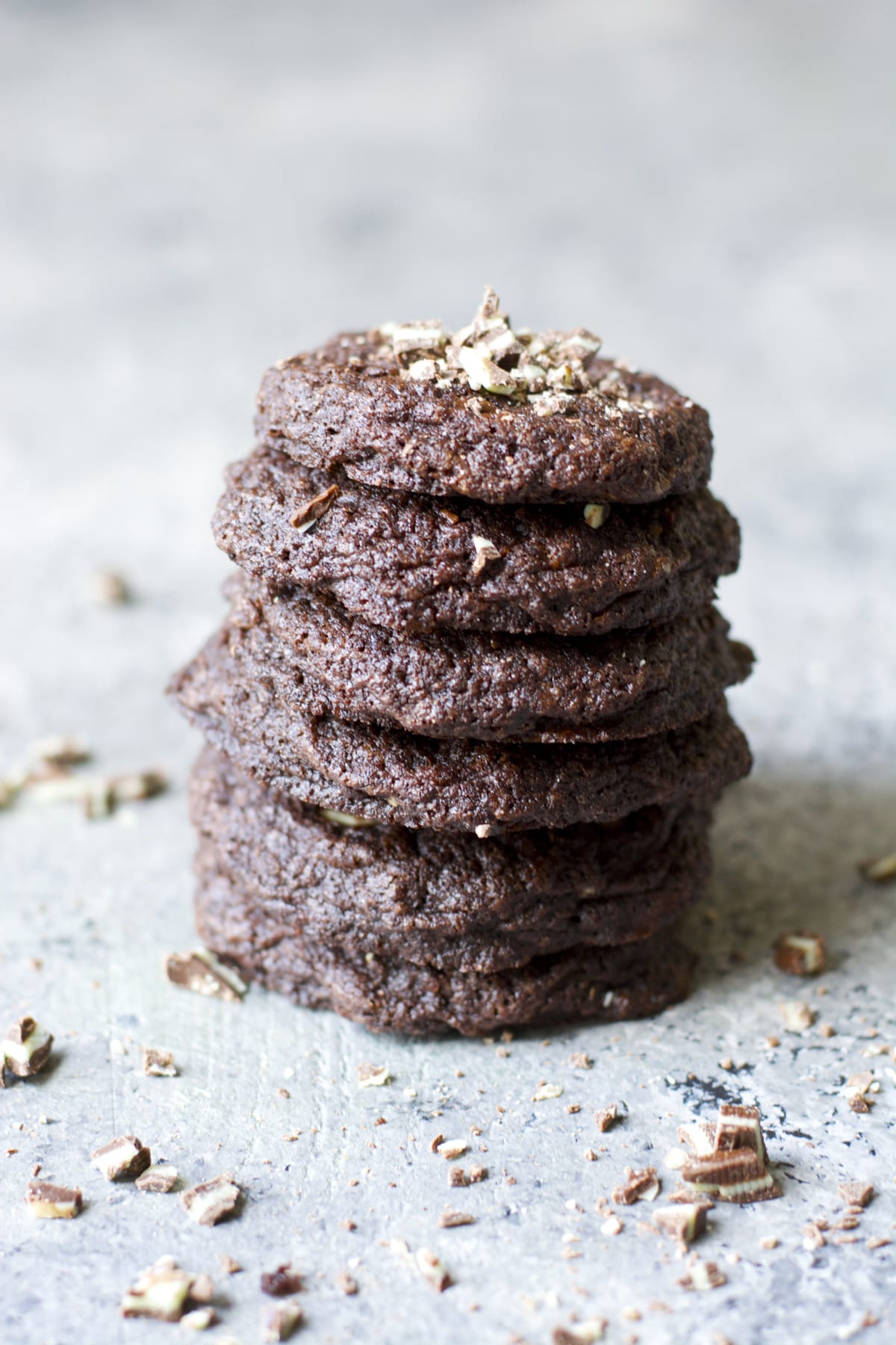 Five ingredient gluten free Dark Chocolate Peppermint Cookies are packed with Andes mints for a perfect holiday treat!